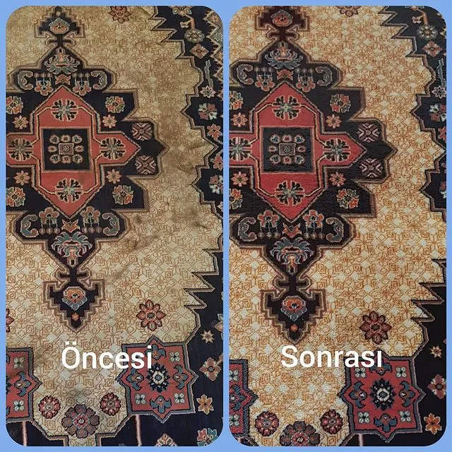 Halı yıkama öncesi sonrası